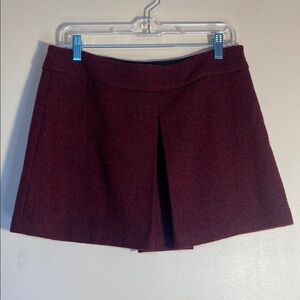 Theory Women Mini Skirt A line 100% Wool Kasika Maroon Mahogany Size 6
